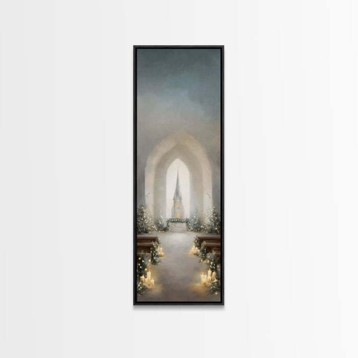 Starry Chapel Peace – Framed Canvas Print – Tall Skinny Art Print – Christian Art Canvas – Christmas Wall Art – Christian Wall Art – Christ