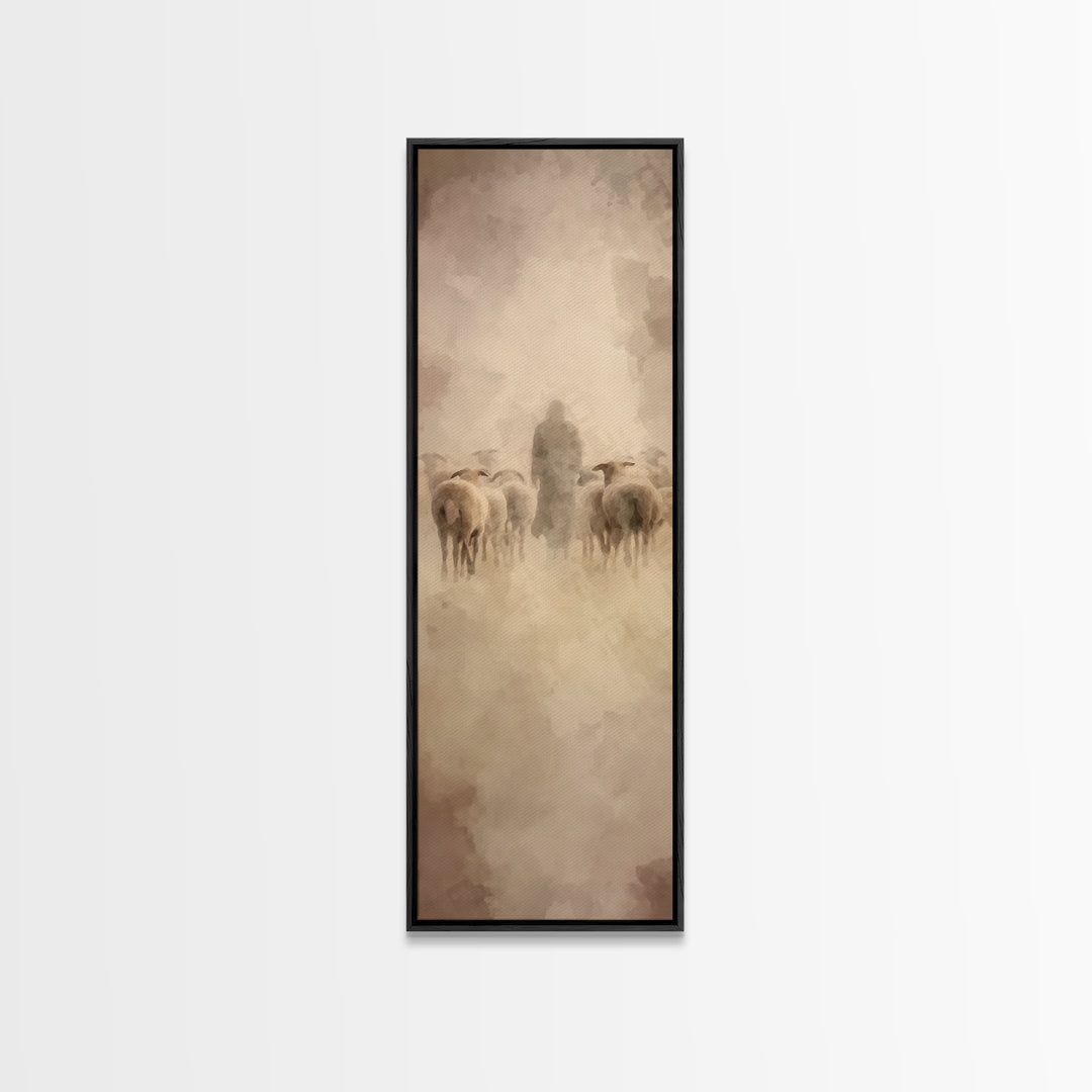 Shepherds Of Peace – Framed Canvas Print – Christian Wall Art – Christian Art Canvas – Jesus Painting – Narrow Art – Christian Christmas Ar
