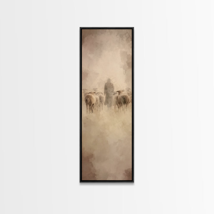 Shepherds Of Peace – Framed Canvas Print – Christian Wall Art – Christian Art Canvas – Jesus Painting – Narrow Art – Christian Christmas Ar