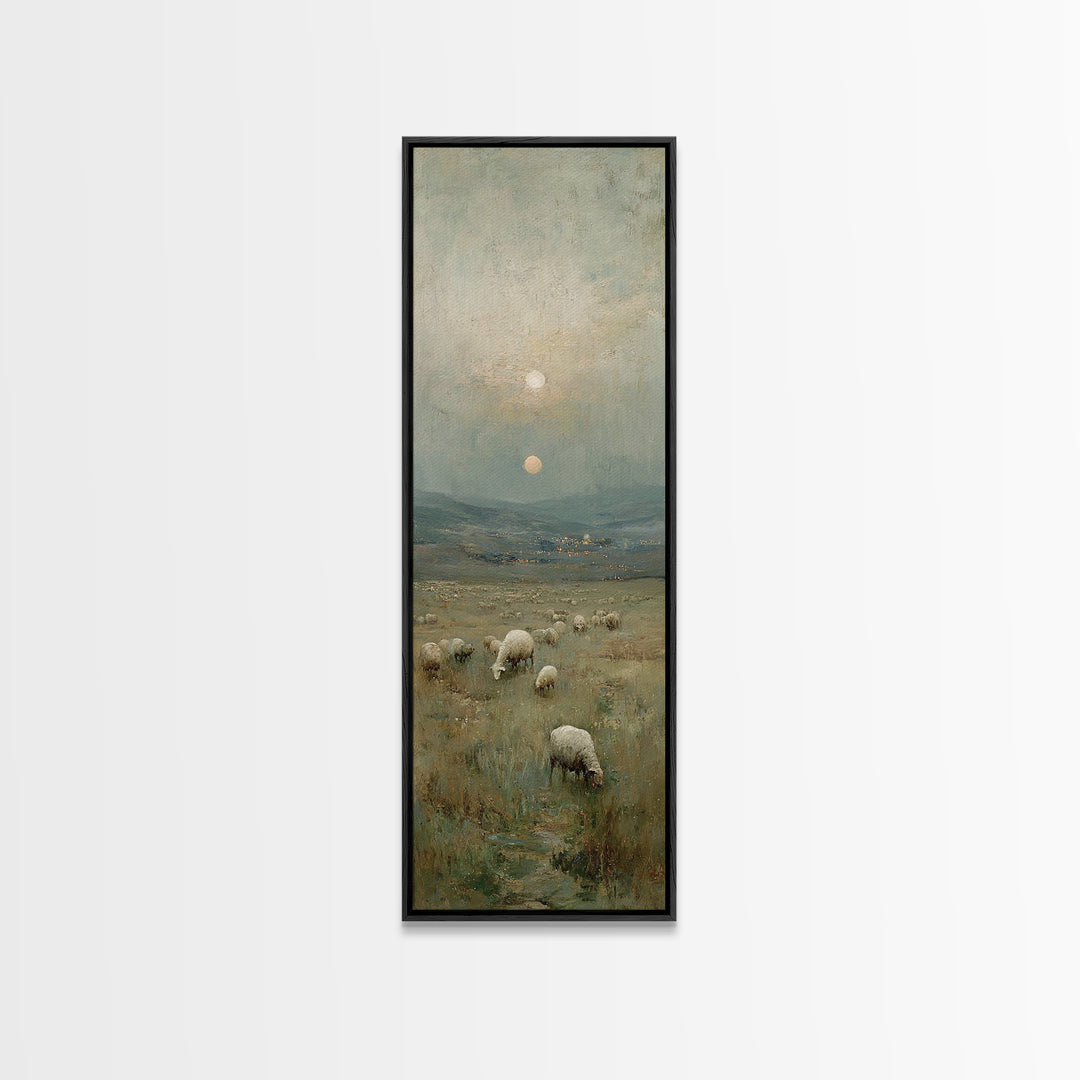 Bethlehem Pastures – Framed Canvas Print – Christian Art Print – Christmas Wall Art – Christian Art Canvas – Narrow Art – Christian Christm