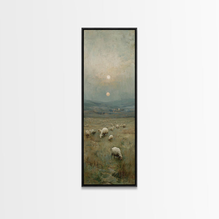 Bethlehem Pastures – Framed Canvas Print – Christian Art Print – Christmas Wall Art – Christian Art Canvas – Narrow Art – Christian Christm