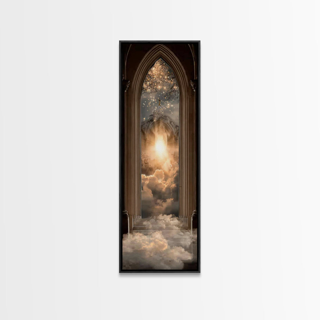 Heaven’s Holy Gate – Framed Canvas Print – Christian Wall Art – Christian Art Canvas – Modern Christian Art – Skinny Art – Christian Painti