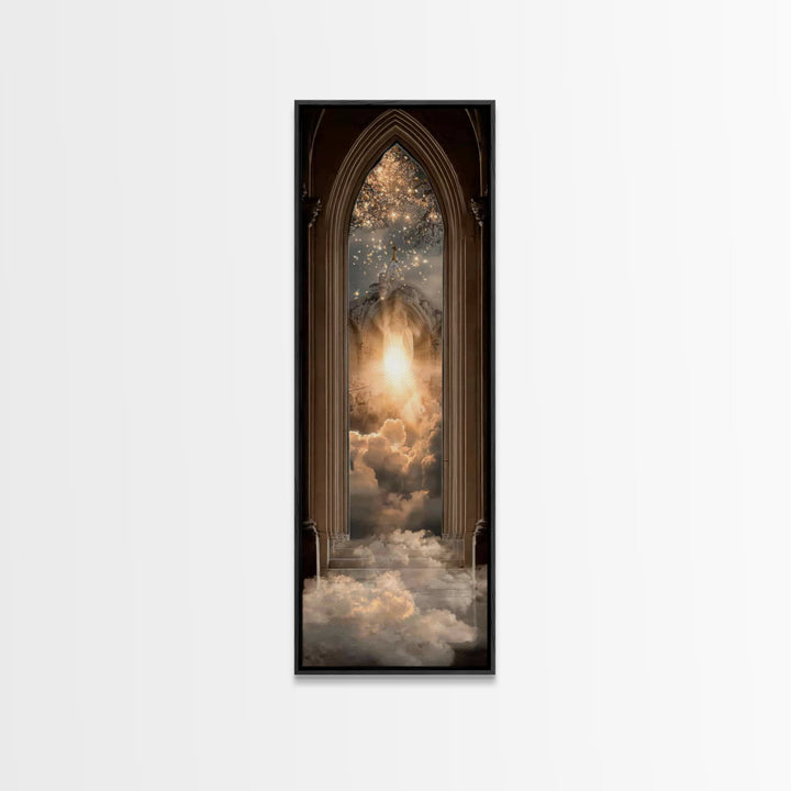 Heaven’s Holy Gate – Framed Canvas Print – Christian Wall Art – Christian Art Canvas – Modern Christian Art – Skinny Art – Christian Painti