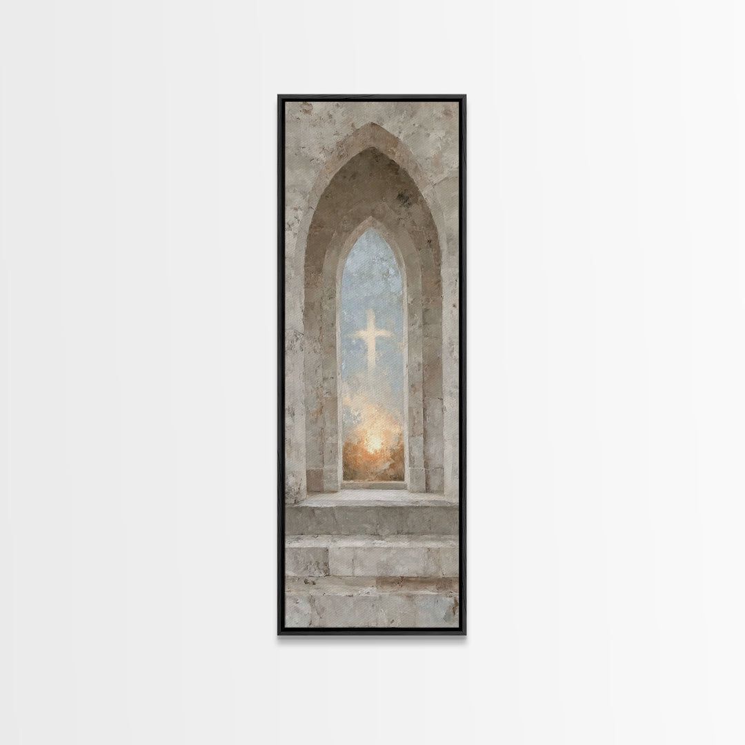 Sanctuary Of Light – Framed Canvas Print – Christian Art Canvas – Christian Wall Art – Subtle Christian Art – Narrow Art – Christian Art Pr