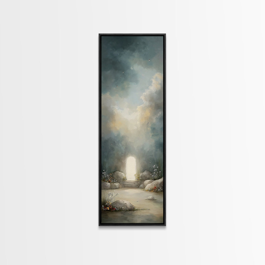 Garden Of Resurrection – Framed Canvas Print – Christian Art Canvas – Christian Wall Art – Modern Christian Art – Tall Skinny Art Print – C