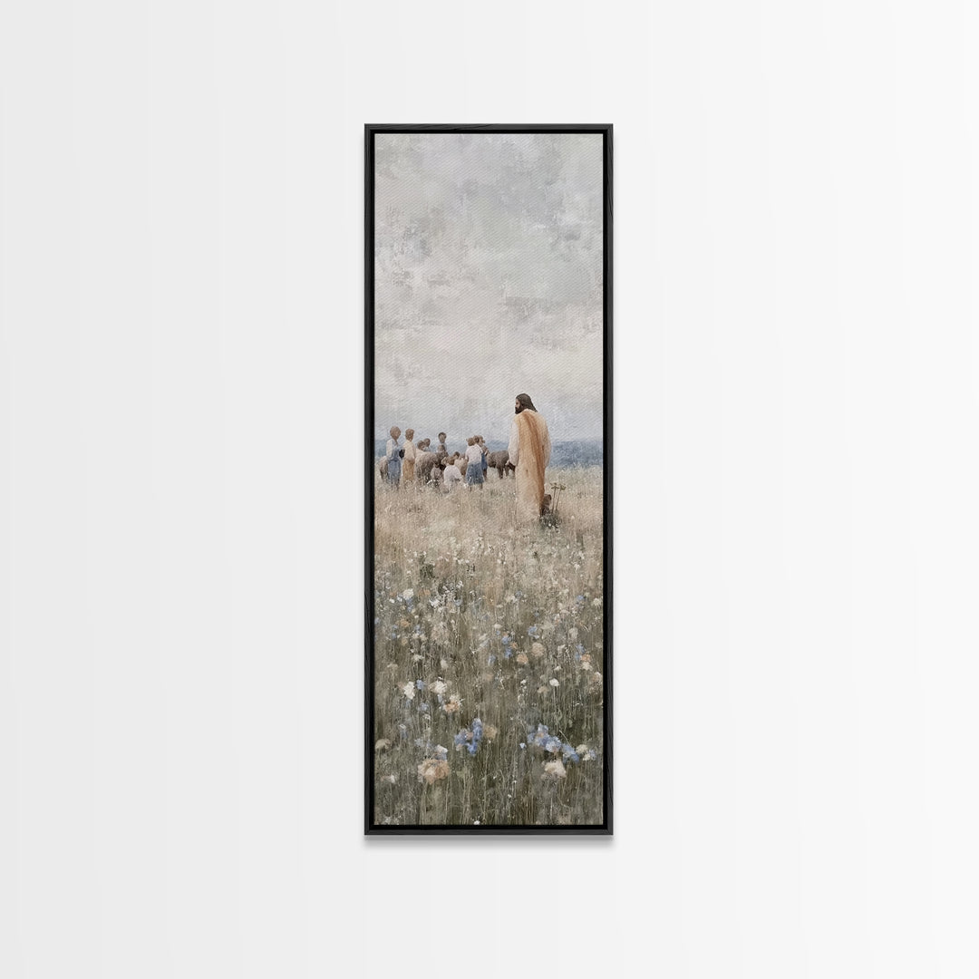 Teaching Of Peace | Framed Canvas Print | Jesus Art Print | Christian Wall Art | Christian Art Canvas | Tall Skinny Art Print | Christian A