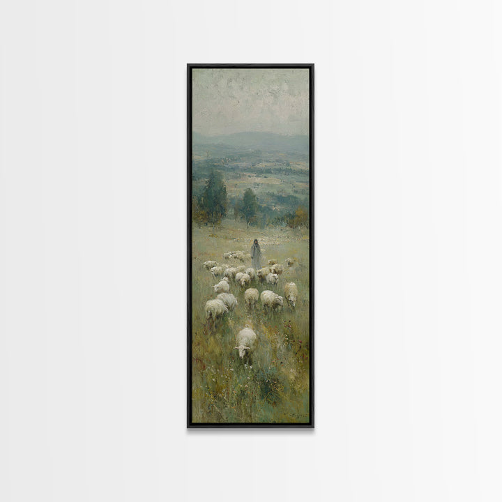 Quiet Pasture Lord | Framed Canvas Print | Christian Wall Art | Christian Art Canvas | Vintage Christian Art | Narrow Art | Christian Gift