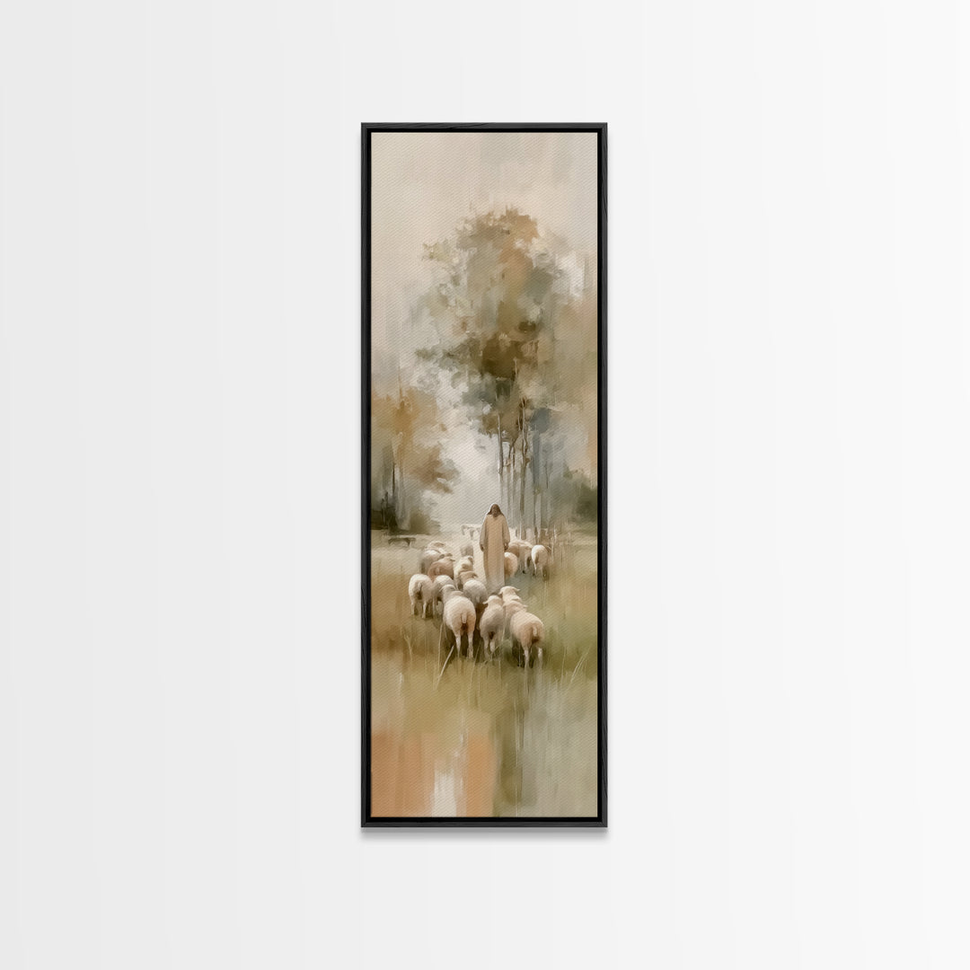 Pastoral Light Way | Framed Canvas Print | Christian Art Canvas | Christian Painting | Skinny Art | Christian Wall Art