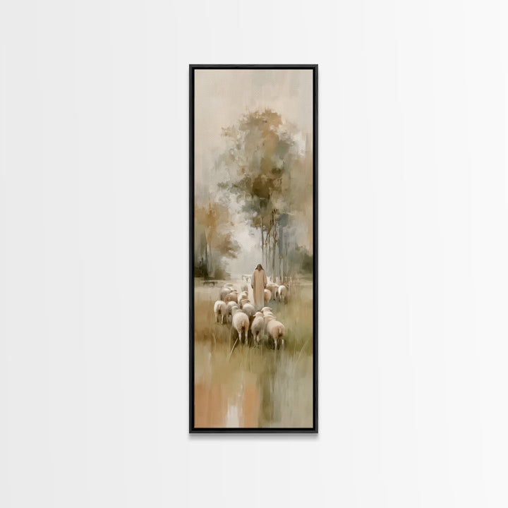 Pastoral Light Way | Framed Canvas Print | Christian Art Canvas | Christian Painting | Skinny Art | Christian Wall Art