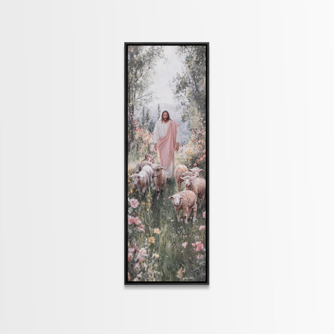 Garden Of Mercy | Framed Canvas Print | Christian Art Work | Jesus Painting | Narrow Art | Christian Christmas Art | Christian Decor