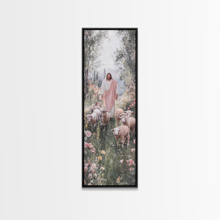 Garden Of Mercy | Framed Canvas Print | Christian Art Work | Jesus Painting | Narrow Art | Christian Christmas Art | Christian Decor