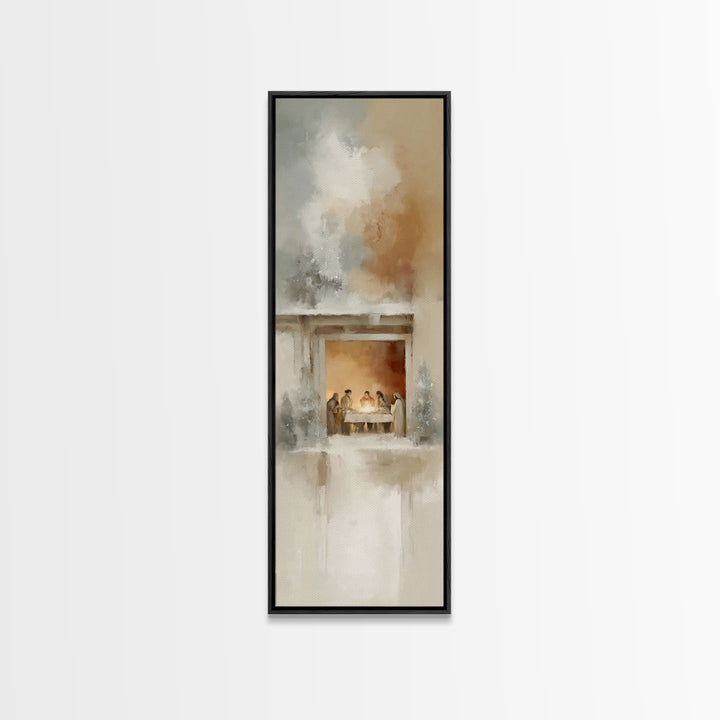 Holy Night Table, Framed Canvas Print, Christian Christmas Art, Christmas Wall Art, Tall Skinny Art Print, Christian Art Canvas, Christian
