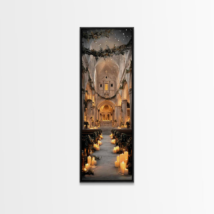 Everlasting Cathedral Light – Framed Canvas Print – Narrow Art – Christian Wall Art – Christian Art Canvas – Christmas Art – Christian Deco