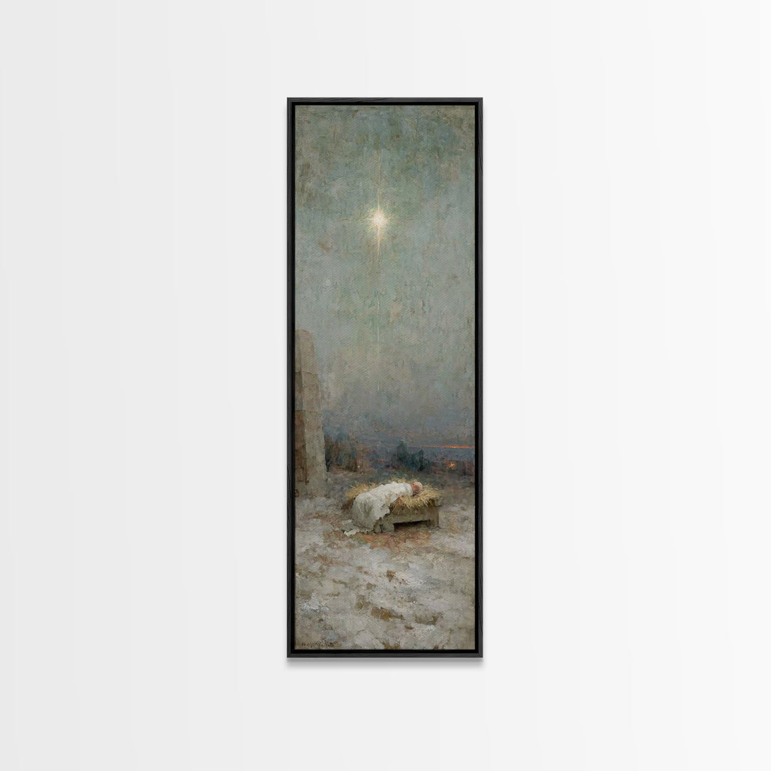 Holy Stable Peace – Framed Canvas Print – Bible Art – Christmas Art – Christian Art Canvas – Christian Wall Art – Jesus Painting – Christia