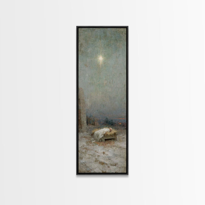 Holy Stable Peace – Framed Canvas Print – Bible Art – Christmas Art – Christian Art Canvas – Christian Wall Art – Jesus Painting – Christia