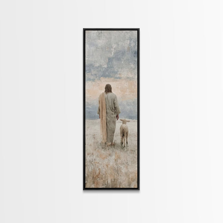 Silent Pastures – Framed Canvas Print – Skinny Art – Christian Art Print – Jesus Painting – Vintage Christian Art – Christian Wall Art