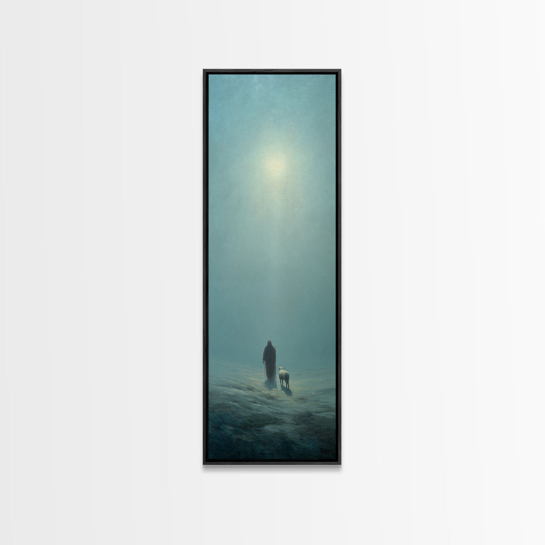 Sacred Solitude | Framed Canvas Print | Skinny Art | Large Christian Painting | Jesus Art Print | Christian Christmas Art | Christian Wall