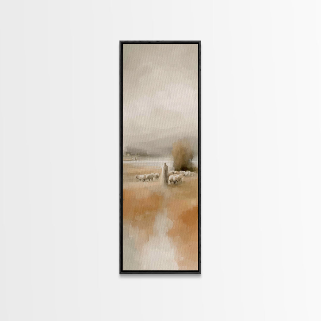 Quiet Pasture Light | Framed Canvas Print | Christian Art Canvas | Christian Wall Art | Christmas Art | Tall Narrow Wall Art | Jesus Painti