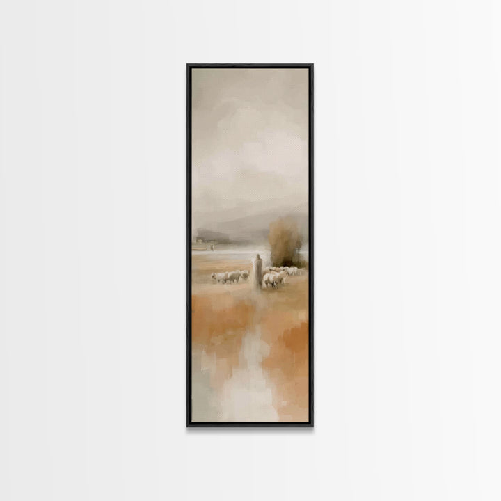 Quiet Pasture Light | Framed Canvas Print | Christian Art Canvas | Christian Wall Art | Christmas Art | Tall Narrow Wall Art | Jesus Painti