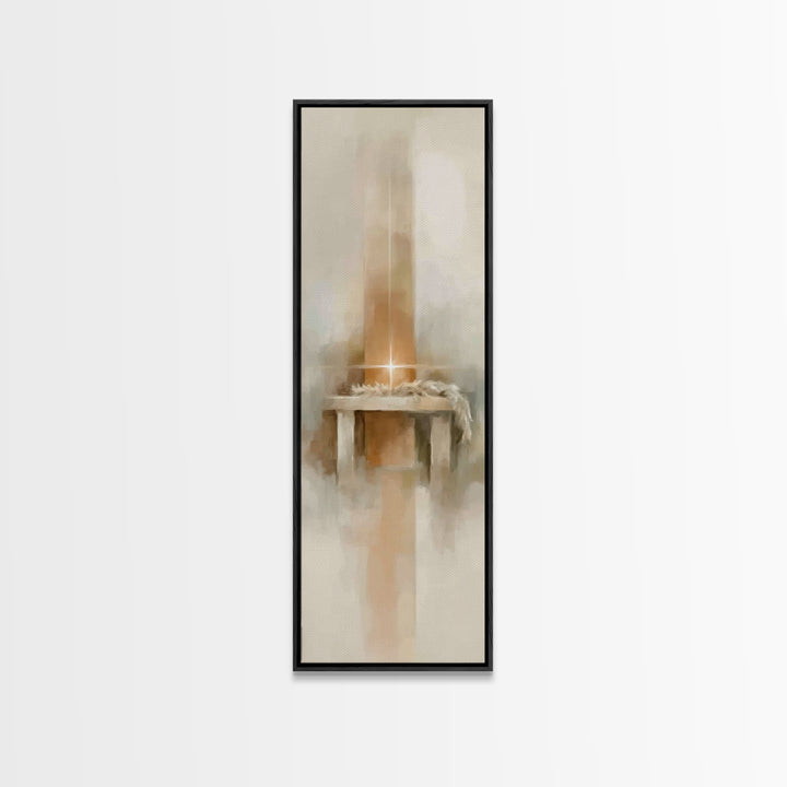 Radiant Manger Glow - Framed Canvas Print - Christian Wall Art - Christian Art Canvas - Christmas Art - Tall Narrow Wall Art - Christian Ar