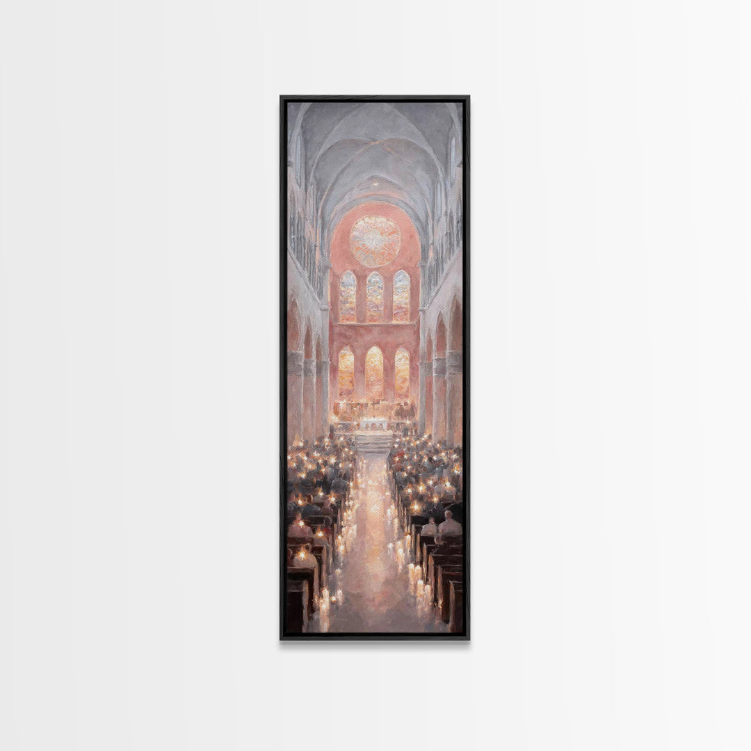 Advent Sanctuary Glow – Framed Canvas Print – Skinny Art – Christian Art Canvas – Christmas Wall Art – Christian Decor – Christian Art Prin