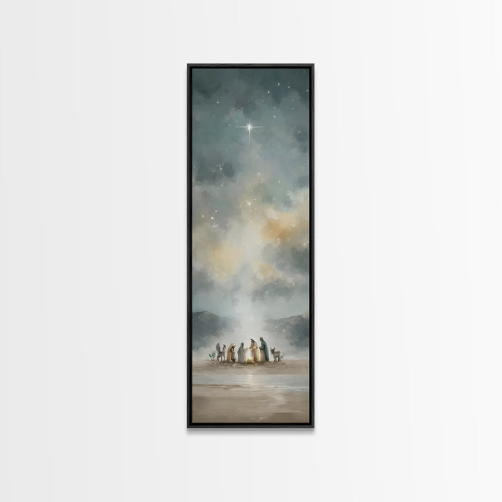 The Guiding Star – Framed Canvas Print – Tall Narrow Wall Art – Christian Wall Art – Christian Art Canvas – Christmas Art