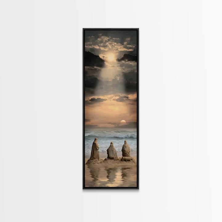 Shepherds At Dawn – Framed Canvas Print – Tall Skinny Art Print – Christian Art – Christian Art Canvas – Christian Christmas Art