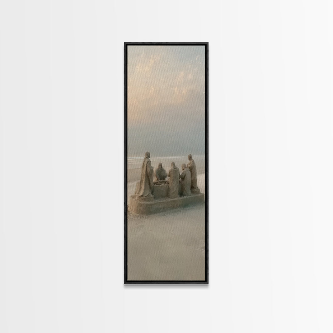 Heavenly Firelight – Framed Canvas Print – Tall Narrow Wall Art – Christian Art Canvas – Christian Painting – Christmas Wall Art