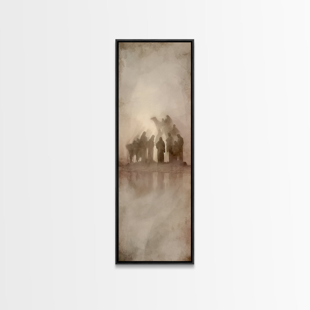Desert Pilgrims Gathering – Framed Canvas Print – Skinny Art – Christian Art – Christian Art Painting – Christian Christmas Art