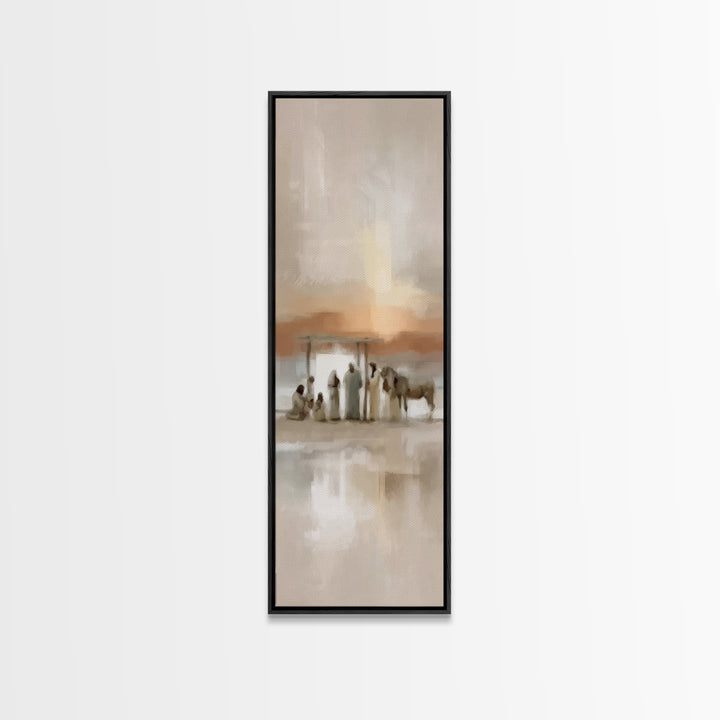 Sacred Journey – Framed Canvas Print – Tall Skinny Art Print – Christian Wall Art – Vintage Christian Art – Christmas Art