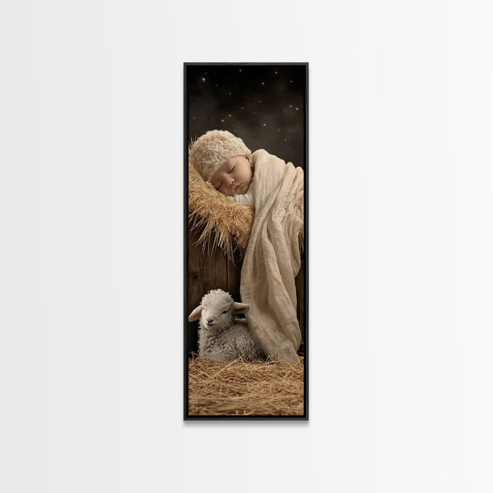 Holy Night Vigil – Framed Canvas Print – Narrow Art – Christian Art Canvas – Christian Decor – Christmas Art