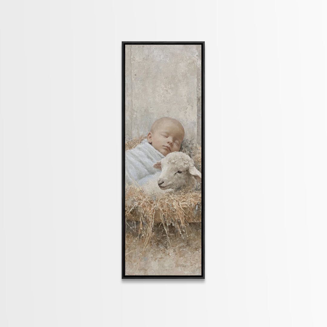 Cradle Of Peace – Framed Canvas Print – Tall Skinny Art Print – Christian Art – Christian Art Canvas – Christmas Wall Art