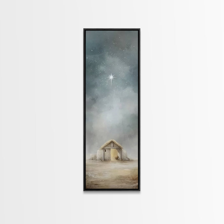 Bethlehem Shelter Hope – Framed Canvas Print – Skinny Art – Christian Wall Art – Christian Art Painting – Christmas Art