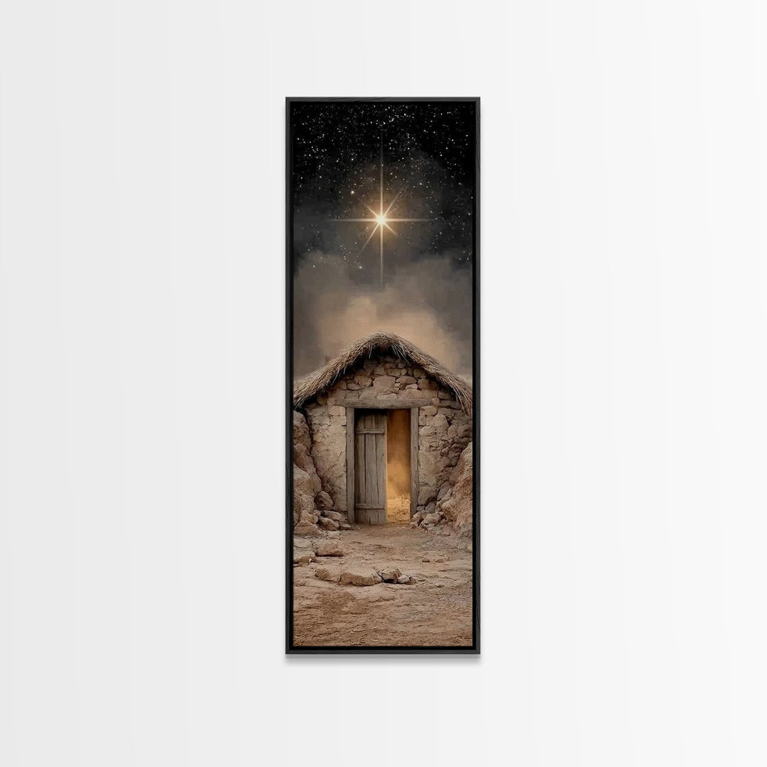 Star Over Bethlehem – Framed Canvas Print – Narrow Art – Christian Art Print – Christian Wall Art – Christmas Art