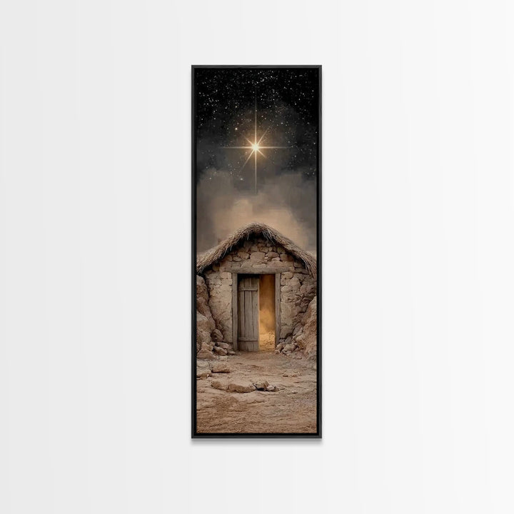 Star Over Bethlehem – Framed Canvas Print – Narrow Art – Christian Art Print – Christian Wall Art – Christmas Art