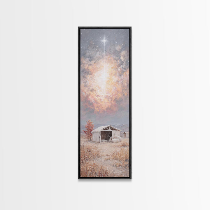 The Guiding Star – Framed Canvas Print – Christian Wall Art – Jesus Painting – Christian Christmas Art – Tall Narrow Wall Art