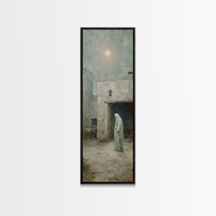 Bethlehem Dawn Path | Framed Canvas Print | Christian Wall Art | Jesus Painting | Narrow Art | Christian Christmas Art | Christian Art Canv
