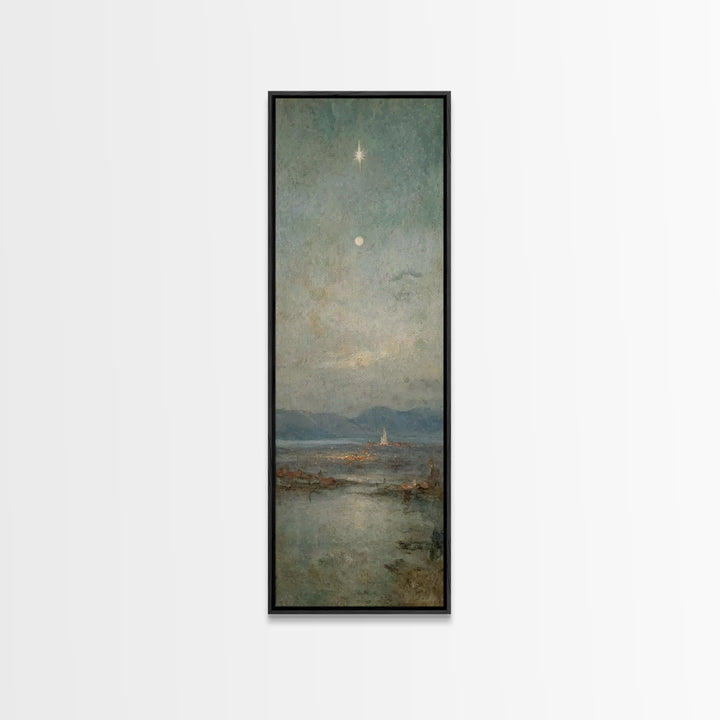 Bethlehem Night Star – Framed Canvas Print – Tall Narrow Wall Art – Christian Christmas Art – Christian Art Canvas – Christian Wall Art – C
