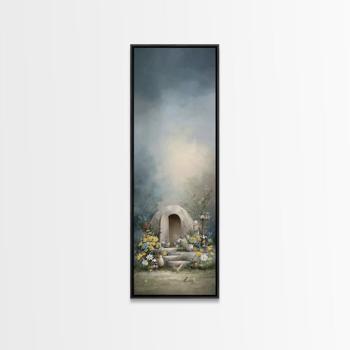 Garden Tomb Peace – Framed Canvas Print – Christian Christmas Art – Christian Wall Art – Christian Art Canvas – Narrow Art – Jesus Painting