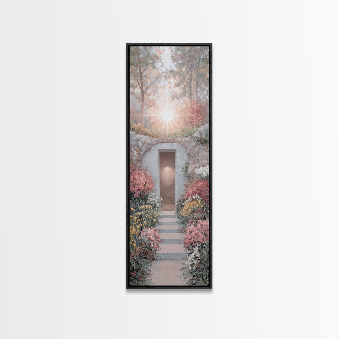 Empty Stone Light – Framed Canvas Print – Christian Art Canvas – Narrow Art – Christian Wall Art – Jesus Painting – Christian Christmas Art