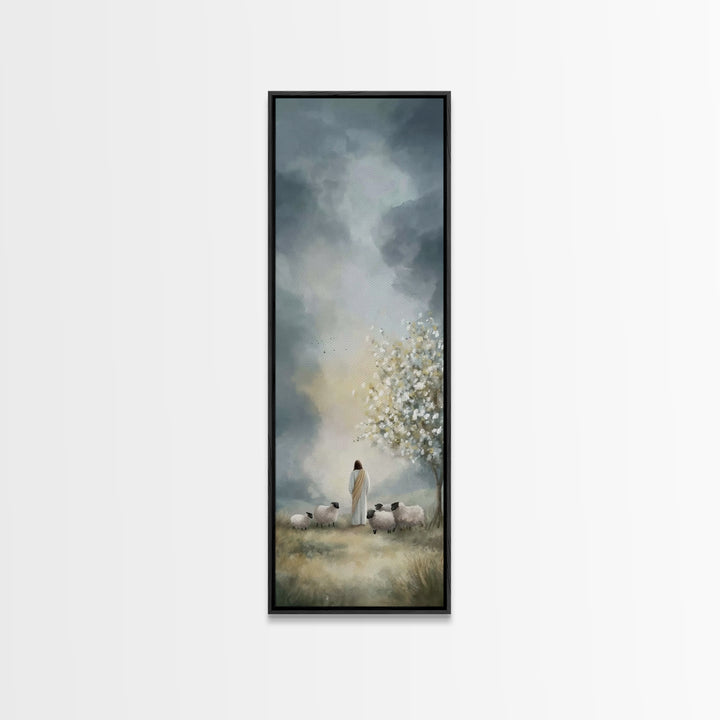 Heavenly Bloom Path – Framed Canvas Print – Christian Art Work – Minimalist Christian Art – Skinny Art – Christian Wall Art – Jesus Christm
