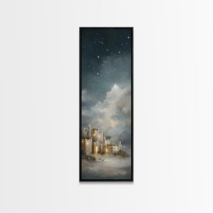 Star Over Judea – Framed Canvas Print – Narrow Art – Christian Art Canvas – Christmas Art – Christian Wall Art – Christian Christmas Decor