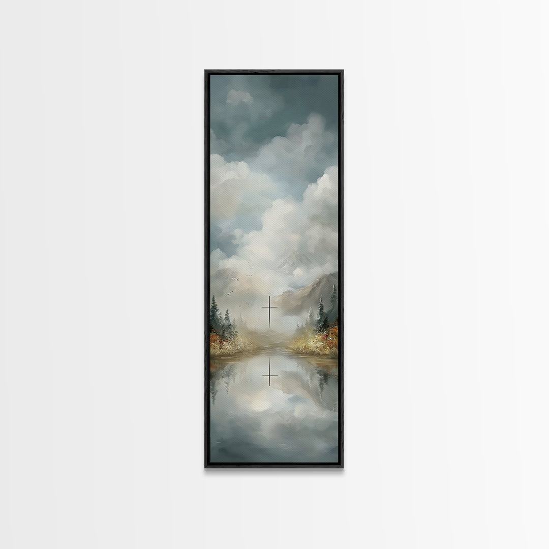Cross Of The Valley – Framed Canvas Print – Christian Wall Art – Christian Art Work – Tall Narrow Wall Art – Modern Christian Art – Christi