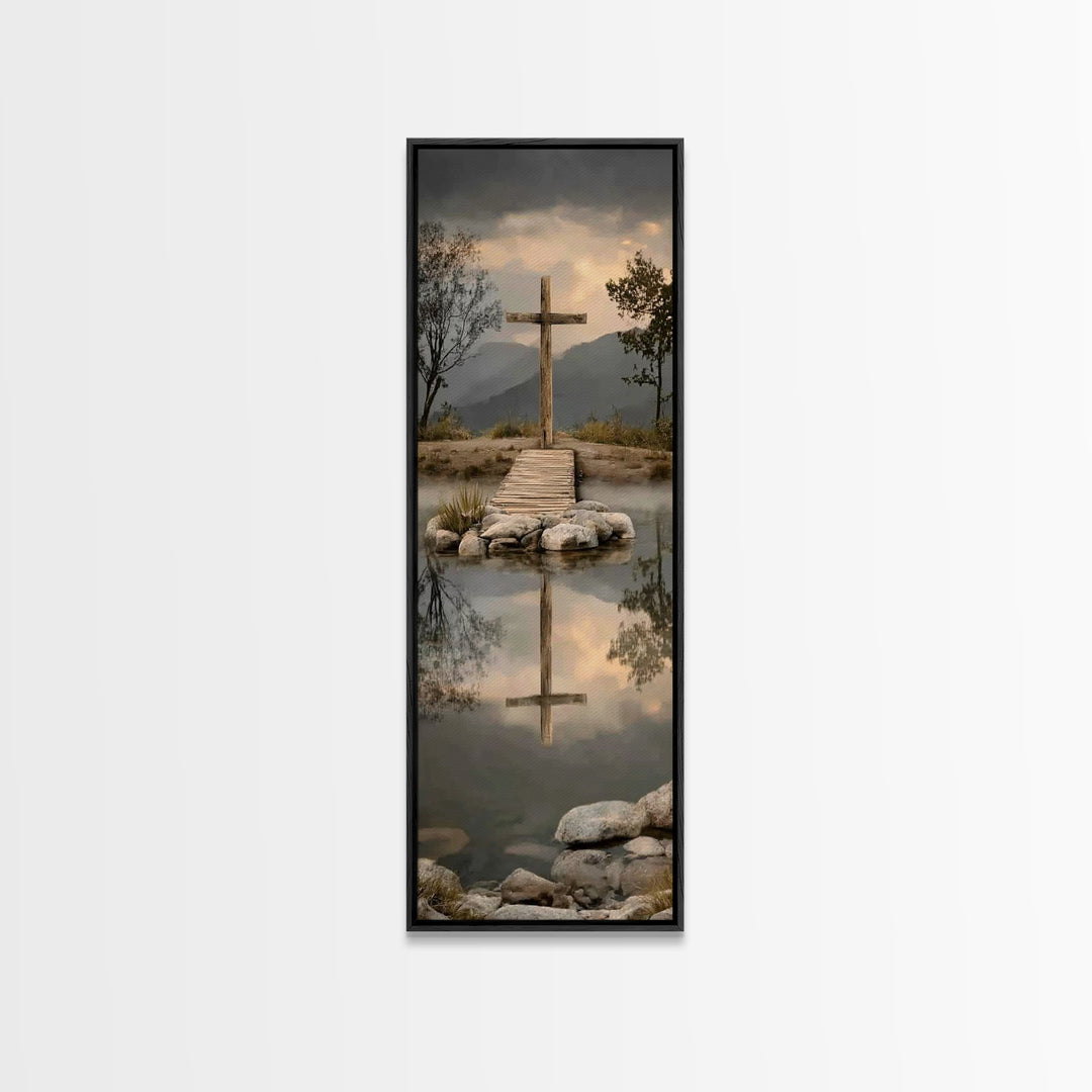 Reflections Of Hope | Framed Canvas Print | Christian Art Canvas | Vintage Christian Art | Tall Skinny Art Print | Christian Wall Art | Chr