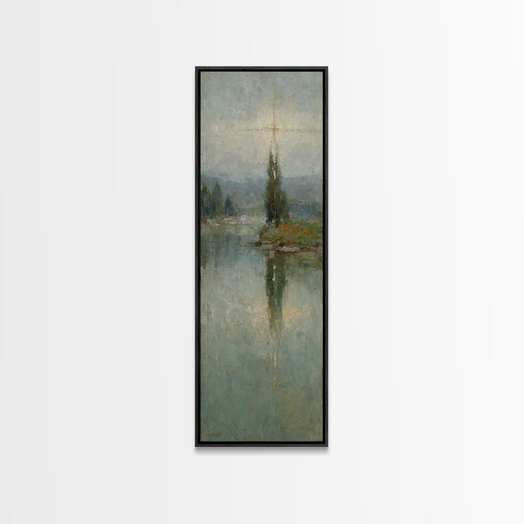 Skyward Grace – Framed Canvas Print – Christian Art Painting – Christmas Art – Narrow Art – Christian Wall Art – Subtle Christian Art – Chr