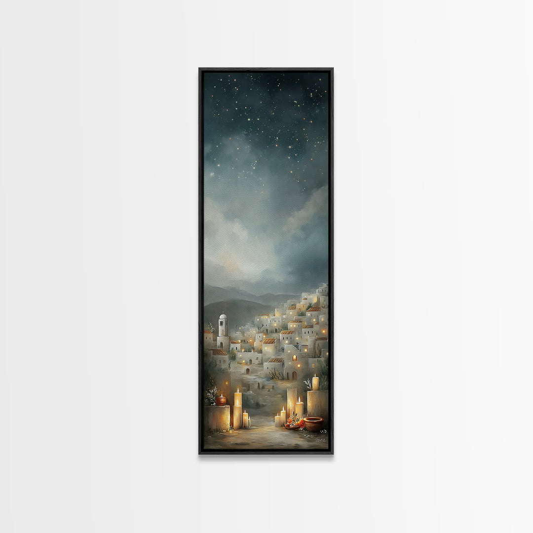 City Of Light – Framed Canvas Print – Christian Wall Art – Skinny Art – Christmas Art – Christian Christmas Art – Christian Art Canvas