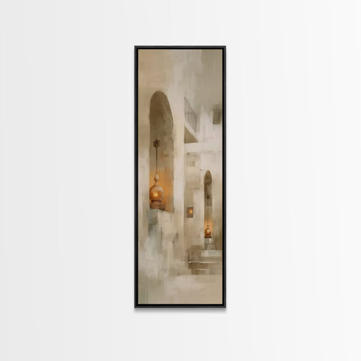 Clay Lamps Glow – Framed Canvas Print – Narrow Art – Christian Decor – Christmas Wall Art – Christian Art Canvas – Subtle Christian Art