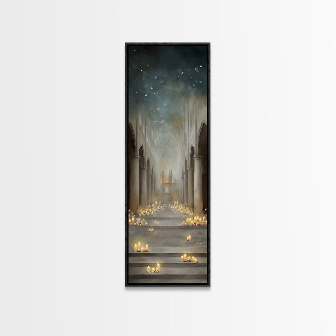 Sanctuary Glow – Framed Canvas Print – Narrow Art – Christian Wall Art – Christian Art Canvas – Christian Decor – Christian Art Print – Chr