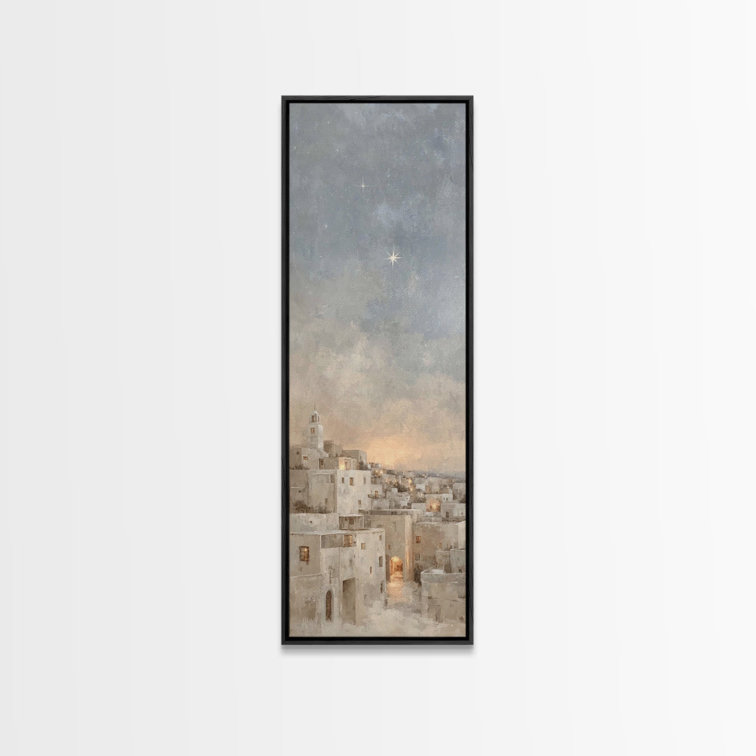 Morning Star Over Bethlehem – Framed Canvas Print – Skinny Art – Christian Art Canvas – Christian Wall Art – Christmas Art – Christian Chri