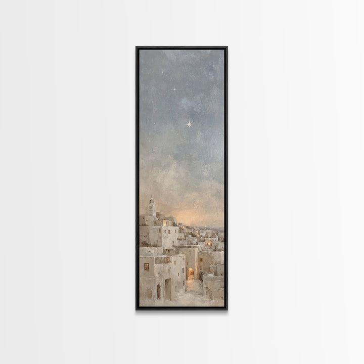 Morning Star Over Bethlehem – Framed Canvas Print – Skinny Art – Christian Art Canvas – Christian Wall Art – Christmas Art – Christian Chri